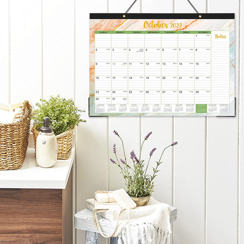 2022 Desk Calendar - Desk Calendar 2022, Monthly Calendar 2022, 17" x 12" Calendar 2022 January 2022 - December 2022, 2022 Calendar Desk with Large Ruled Blocks, Colorful Marble