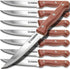 Megaflint Steak Knives Set of 8 - Steak Knives with Polished Rosewood Handle, 5Cr15Mov Stainless Steel Blade HRC 57-58 Hardness Full Tang (Not dishwasher safe)