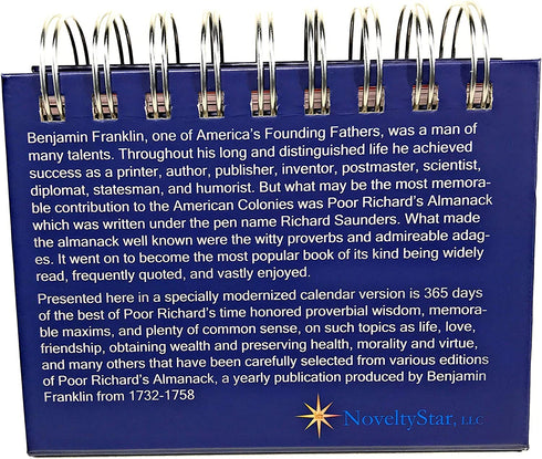 Benjamin Franklin Quotes Daily Flip Calendar - Perpetual 365 Days of Wisdom from Poor Richards Almanack for Motivation Inspiration Home Office Desk Decor