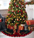 Christmas Tree Skirt 48 Inch,Large Embroidered Elf Padding Tree Collar with Striped Legs and Ripple Trim Border,Xmas Elf Themed Decoration,Christmas Tree Mat, Holiday Party Christmas Tree Decorations