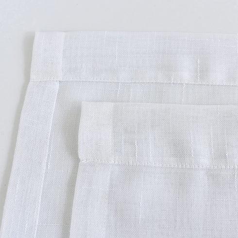 Randall White Linen Sheer Curtain Panel Sets of 2 with Rod Pocket Open Weave Faux Linen Window Treament for Living Room Bedroom Farmhouse, 54x63 Inch, Snow White