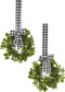 LCI Set of 2 Faux Kitchen Cabinet Wreaths 11" W x 21" L Each (Black & White Plaid)