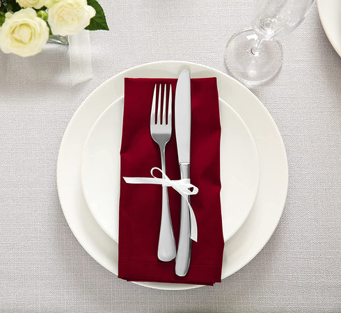 Utopia Kitchen Cloth Napkins 18 by 18 Inches, 12 Pack Burgundy Dinner Napkins, Cotton Blend Soft Durable Napkins