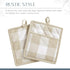 Elrene Home Fashions Farmhouse Living Buffalo Check Pot Holder Pair, 8" x 9", Tan/White 2