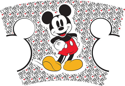 Tervis Disney - Mickey Mouse Name Pattern Tumbler with Wrap and Red Lid 24oz, Clear