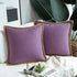 Phantoscope Pack of 2 Farmhouse Decorative Throw Pillow Covers Burlap Linen Trimmed Tailored Edges Purple 22 x 22 inches, 55 x 55 cm