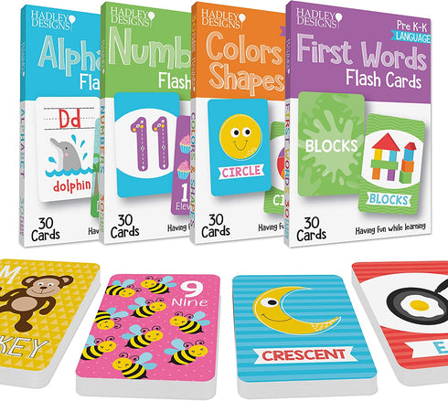 120 Flash Cards for Toddlers 2-4 Years, ABC Alphabet Letters, Colors & Shapes, 1-100 Math Numbers, First Sight Words for Vocabulary, Prek Preschool Learning, Kindergarten Kids, Boys & Girls 5 yrs Old