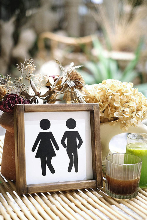 Lavender Inspired Farmhouse Bathroom Signs-Cute Bathroom Wall Decor-Half Bath Signs Funny- Wooden Framed Unisex Toilet Decor-Restroom Sign-Guests Bath-Housewarming Gifts 8x8 Inch