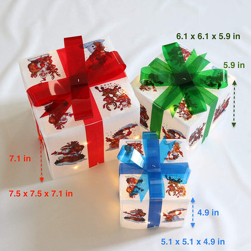 Kurala Christmas Lighted Gift Boxes 3 Pack, Christmas Decorations with 60 Led Lights Timer, Battery Operated Christmas Decoration