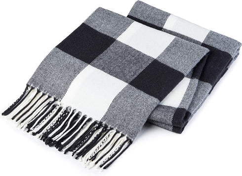 Buffalo Plaid Throw Blanket for Couch - Farmhouse Throw with Check Pattern - Soft Woven with Decorative Fringe - Lightweight for Bed, Sofa, Chair, Office, Outdoor - 50 x 60 in. (Black)