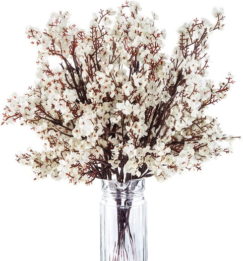 Exoment 10 Pcs Babys Breath Gypsophila Artificial Flowers Bouquet Fake Silk Flowers Real Touch Flowers for Home Wedding Centerpiece Arrangement Festival Party Decoration(White)