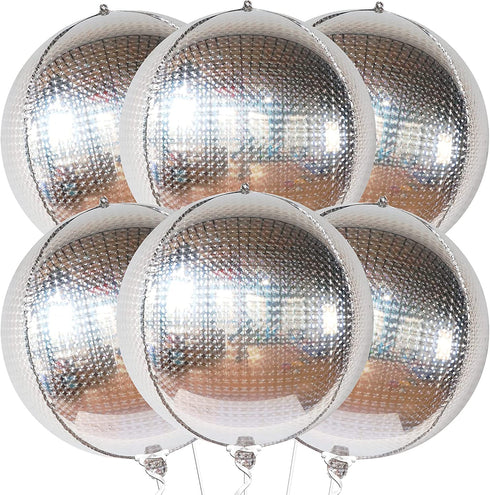 Giant, Silver Iridescent Disco Ball Balloons - 22 Inch, Silver Foil Balloon | Metallic Holographic Balloons, Disco Party Decorations | Holographic Party Decorations, Happy New Year Decorations 2023