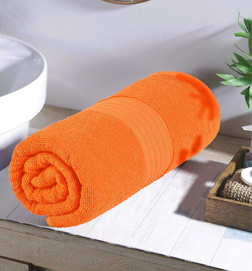 GLAMBURG Premium Cotton Oversized 2 Pack Bath Sheet 35x70-100% Pure Cotton - Ideal for Everyday use - Ultra Soft & Highly Absorbent - Machine Washable - Orange