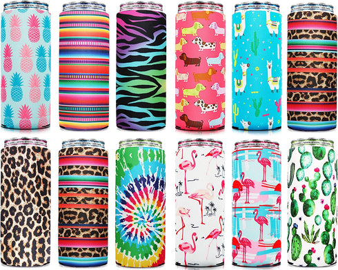 Skinny Can Cooler For Slim Cans (12 Pcs) Slim Can Cooler Slim Can Insulator Skinny Can Cooler Beer Coolers For Cans Slim Tall Can Cooler Can Coolers Hard Seltzer Cool