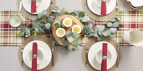 DII Fall Basics Collection 100% Cotton, Machine Washable, Tabletop, Table Runner, 13x36, Homespun Plaid