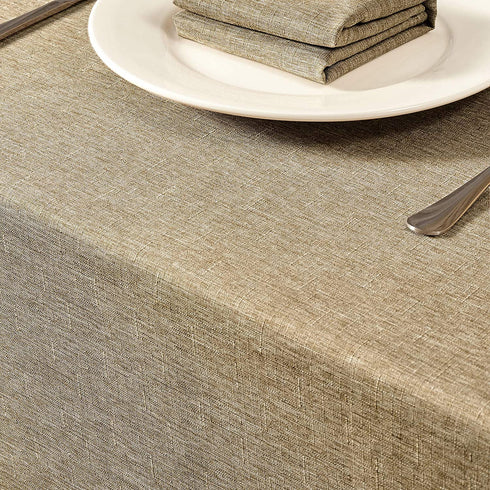 Mebakuk Rectangle Table Cloth Linen Farmhouse Tablecloth Waterproof Anti-Shrink Soft and Wrinkle Resistant Decorative Fabric Table Cover for Kitchen (Oblong 60 x 104 Inch (8-10 Seats), Mocha)