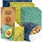 Reusable Food Wraps w/Beeswax Assorted 9 Packs - Eco-Friendly Reusable Wraps, Biodegradable, Zero Waste, Organic, Sustainable, Plastic-Free Food Storage, 5S, 3M, 1L w/ Abstract Curves Pattern