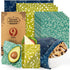 Reusable Food Wraps w/Beeswax Assorted 9 Packs - Eco-Friendly Reusable Wraps, Biodegradable, Zero Waste, Organic, Sustainable, Plastic-Free Food Storage, 5S, 3M, 1L w/ Abstract Curves Pattern