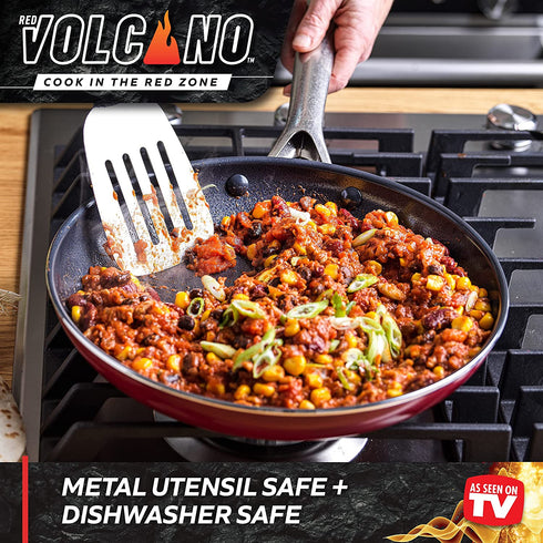 Red Volcano Textured Healthy Ceramic Nonstick Frying Pan/Skillet, 10"