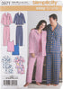Simplicity Easy To Sew Men and Women's Matching Pajamas Sewing Patterns, Sizes XL-XXL