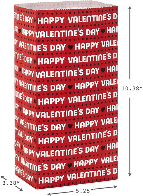 Hallmark Valentines Party Favor and Wrapped Treat Bags (15 Ct, Red, Happy Valentine's Day) for Classroom Parties, Sack Lunches and More, Small