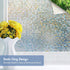 rabbitgoo Stained Glass Privacy Window Film, Mosaic Pattern Static Cling Decorative Window Vinyl, Removable Rainbow Window Tint Film, Non-Adhesive Iridescent Films for Home Office, 17.5 x 118 inches