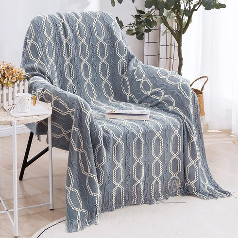 Lunarose Boho Throw Blanket for Couch,Soft Cozy Knit Home Decor Blanket,Lightweight Decorative Throw for Sofa Chair Bed Travel and Living Room-All Seasons Suitable(50"x60", Boho-Grey)