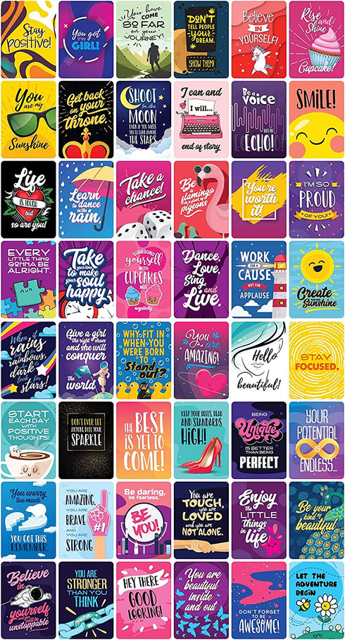 Affirmation Cards For Women Encouragement Cards 48 | Inspirational Gifts For Women and Men | Happy Motivational Inspirational Messages | Bloom Into Joy With Mini Quote Note Cards Just Because I Love You | Fun Notes Size 2" x 3"