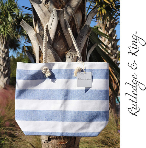 Tote Bag - Beach Bag - Beach Tote - Large Tote Bag with Rope Handles - Rutledge & King
