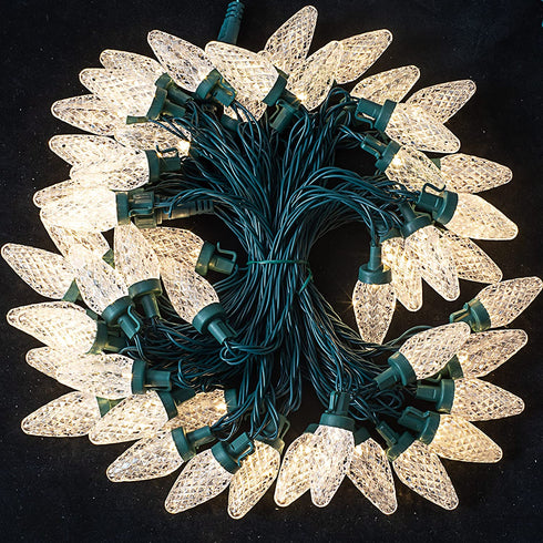 50 LED C9 Christmas String Lights, 33.14FT Fairy String Lights, Extendable Green Wire String Lights for Indoor and Outdoor, Holiday Christmas Tree Wedding Party Bedroom Decorations (Warm White)