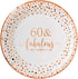 Crisky 60 Fabulous Disposable Plates for Women 60th Birthday Decorations Rose Gold Dessert, Buffet, Cake, Lunch, Dinner Disposable Plates 60th Birthday Party Table Supples, 50 Count, 9 inches