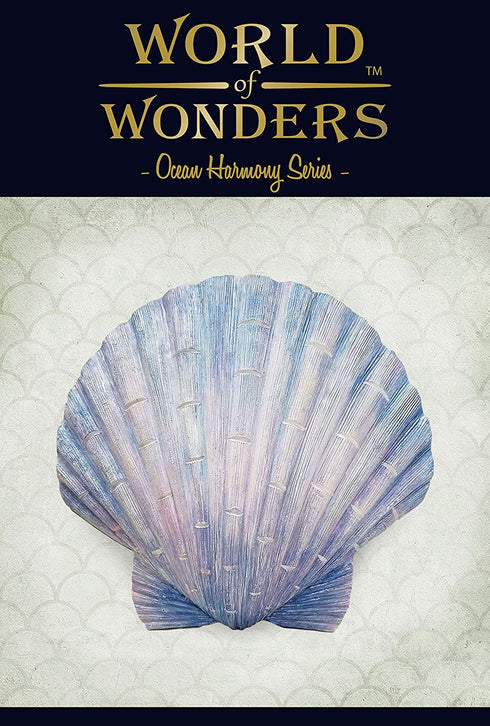 World of Wonders - Ocean Harmony Series - Captiva - Elegant Scallop Seashell Wall Sculpture Hand-Painted Easy Mount Beach House Shabby Chic Sea Life Marine Nautical Home Decor Accent, 8.5-inch