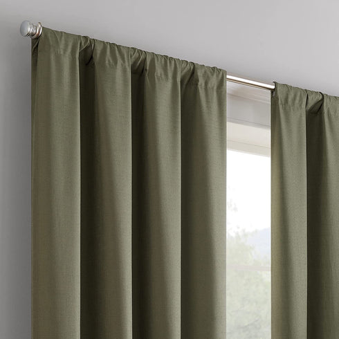 ECLIPSE Kendall Modern Blackout Thermal Rod Pocket Window Curtain for Bedroom or Living Room (1 Panel), 42" x 95", Artichoke