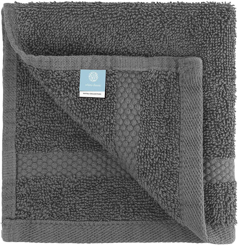 White Classic Luxury Cotton Washcloths - Large Hotel Spa Bathroom Face Towel | 12 Pack | (6-Grey/6-White)