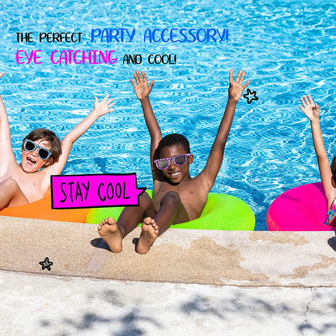 Bulk Kids Hibiscus Sunglasses Party Favors - Favorite Luau Party and Pool Party Favors- Bulk Party Set of 25