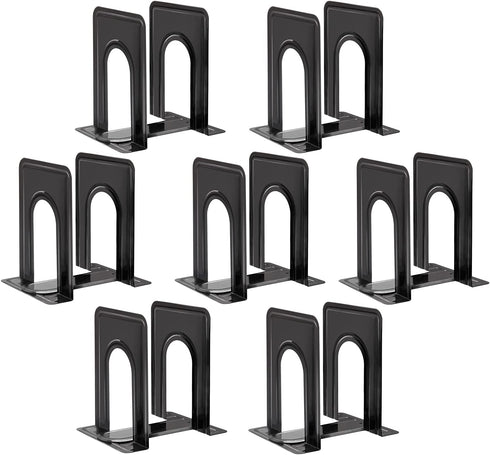 HappyHapi Bookend Supports, Heavy Duty Metal Black Bookend Support, 6 x 5 x 6 Inch, Set of 7 Pairs