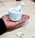KLEO 2.5" Diameter White Marble Stone Mortar and Pestle Set Spice, Medicine Pills Grinder Masher - SMALL SIZE