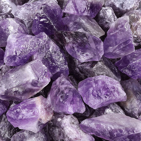 Top Plaza Bulk Amethyst Healing Crystals Rough Stones - Large 1" Natural Raw Stones Crystal for Reiki Healing, Wicca, Witchcraft, Tumbling, Cabbing, Fountain Rocks, Decoration, Polishing 0.5lb