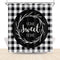 Sweet Home Shower Curtain Farmhouse Style Funny Quote Fall Floral Decor in Black White Buffalo Check Shower Curtain 60x72 Inch Polyester Fabric Decor