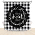 Sweet Home Shower Curtain Farmhouse Style Funny Quote Fall Floral Decor in Black White Buffalo Check Shower Curtain 60x72 Inch Polyester Fabric Decor