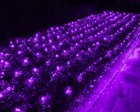 Joomer Purple Christmas Net Lights,12ft x 5ft 360 LED 8 Modes Adapter Bush Lights Connectable Mesh Netting Lights for Christmas Trees, Bushes, Wedding, Garden, Outdoor Decorations,Green Wire