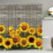 Likiyol Sunflower Shower Curtains, Wooden Board Sunflowers Shower Curtain with 12 Hooks for Bathroom Waterproof Durable Shower Curtains (Brown Yellow, 70 x 69 inches)