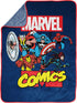 Marvel Comics Avengers Heroes Throw Blanket - Measures 46 x 60 inches, Kids Bedding Features Captain America, Spiderman, & Iron Man - Fade Resistant Super Soft Fleece (Official Marvel Product)