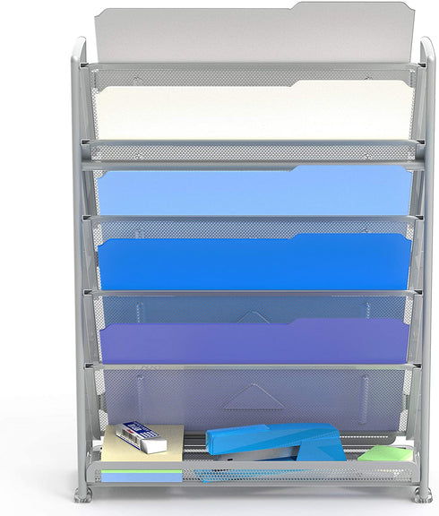 SimpleHouseware 6 Tier Wall Mount Document Letter Tray Organizer, Silver