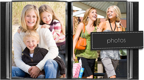 Pioneer Photo Albums EXP-57/BKP 36-Pocket 5 by 7-Inch Embroidered "Photos" Strap Sewn Leatherette Cover Photo Album, Mini, Black