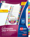 Avery 31-tab Dividers for 3 Ring Binders, Customizable Table of Contents, Multicolor Tabs, 1 Set (11846)