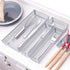 Kitchen Drawer Organizer, 4 Separate Compartments Mesh Silverware Organizer, Utensil Storage Organizer Flatware Silverware Tray with Anti-Slip Mats