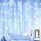 SUNNEST Window Curtain String Light 300 LEDs USB Powered Waterproof Fairy Lights 8 Lighting Modes Remote Control Lights for Christmas Bedroom Party Wedding Home Garden Wall Decorations, (White)