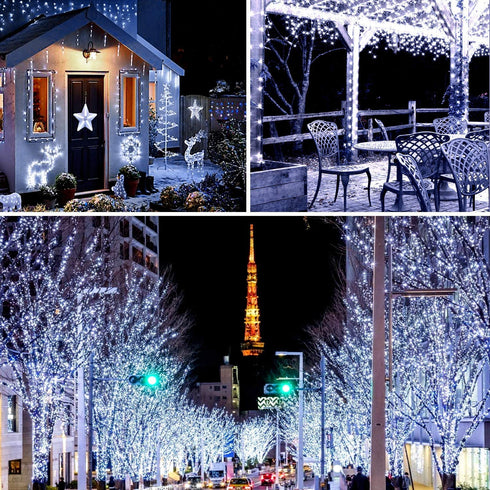 SUNNEST Window Curtain String Light 300 LEDs USB Powered Waterproof Fairy Lights 8 Lighting Modes Remote Control Lights for Christmas Bedroom Party Wedding Home Garden Wall Decorations, (White)