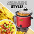 Taco Tuesday 4-Quart Fiesta Slow Cooker With Tempered Glass Lid, Cool-Touch Handles, Removable Round Ceramic Pot, Red